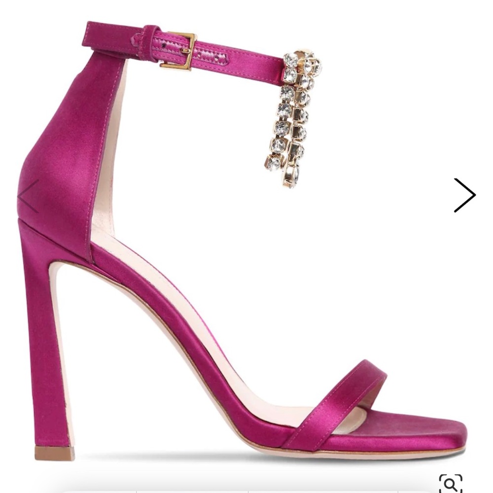 STUART WEITZMAN
100MM SWAROVSKI FRINGE SATIN SANDALS 39.5